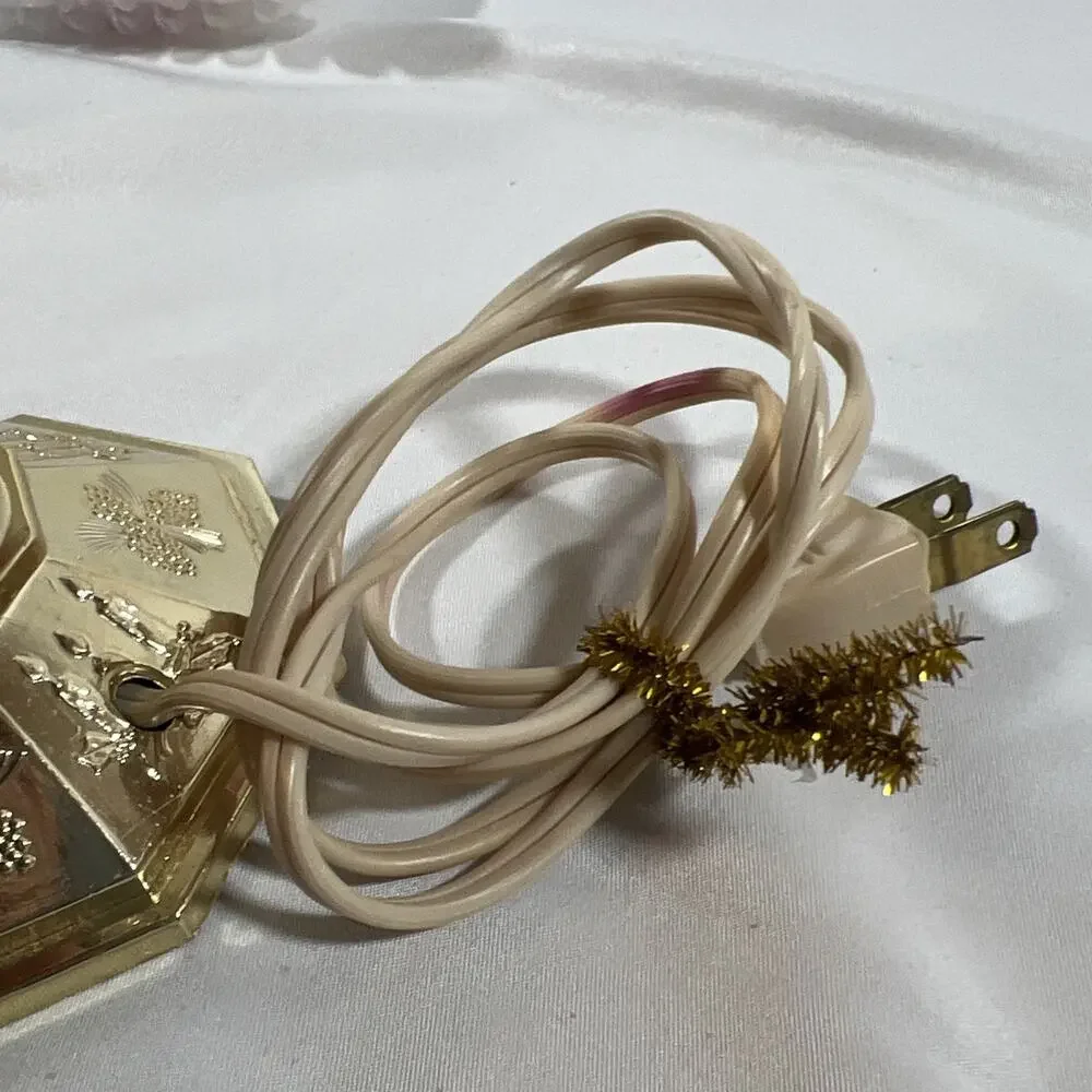 Vintage Blow Mold Plastic Light Up Candle Christmas Holly Lamp Electric Window
